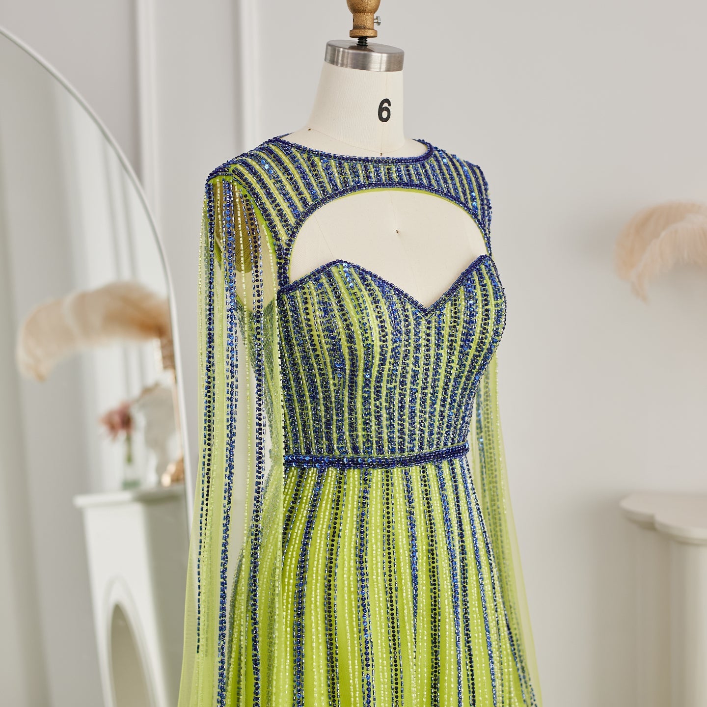 Luxury Fuchsia Evening Dress with Cape Sleeves SS167