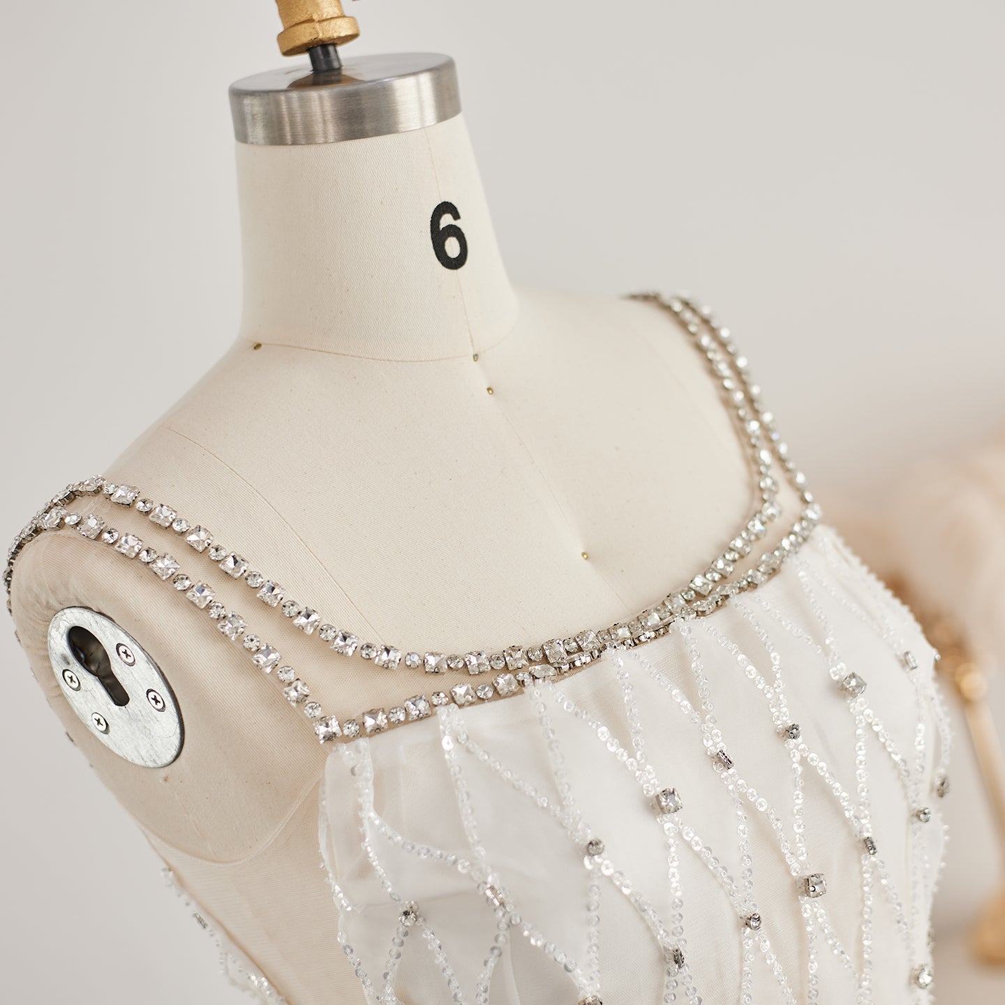 Luxury Crystal White Spaghetti Straps Evening Dress SS058