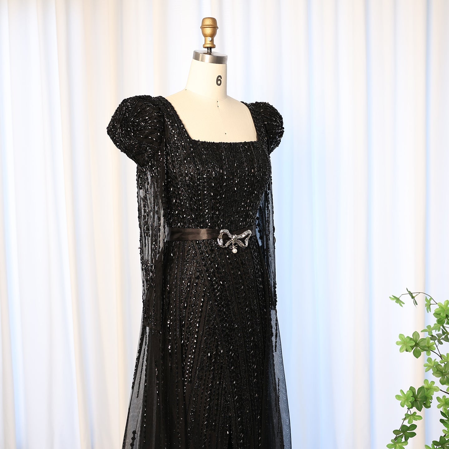 Luxury Fuchsia Long Sleeve Evening Dress with Overskirt SS318