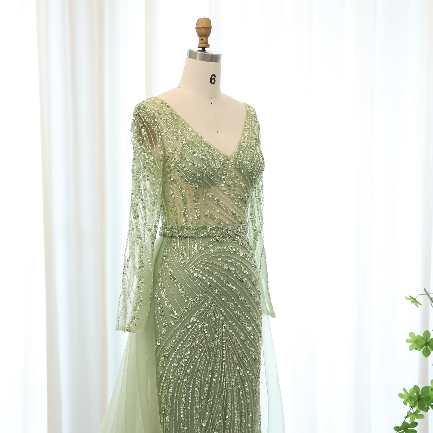 For Sale Luxury Blue Long Sleeve Evening Dress with Detachable Skirt SS432