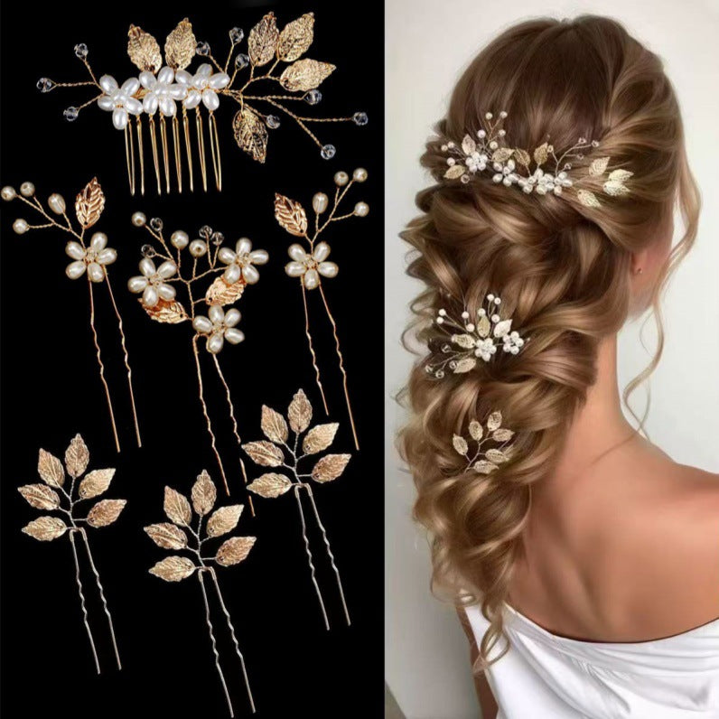 Golden Leaf Hairpin Set