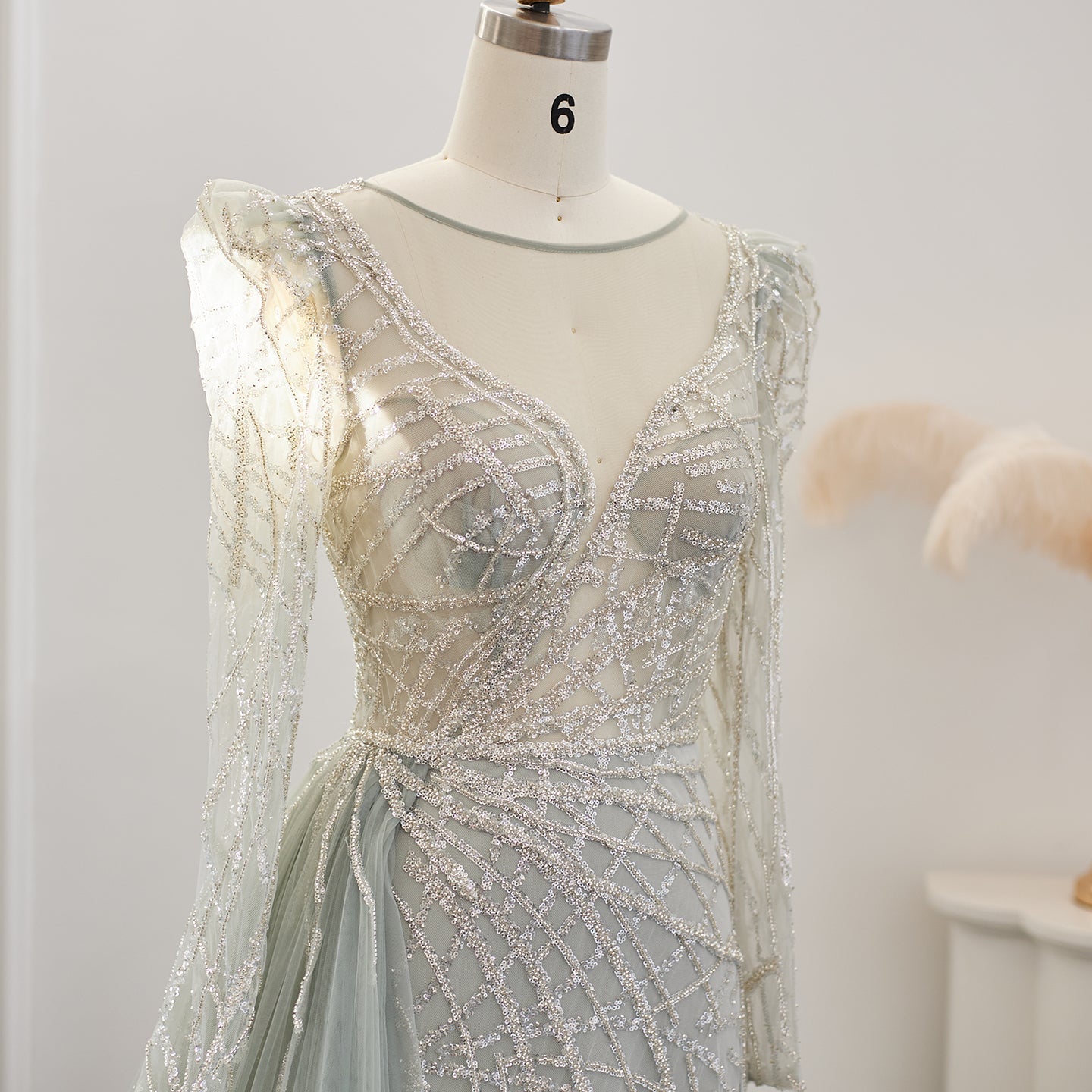 Luxury Gold Mermaid Evening Dresses with Overskirt SS048