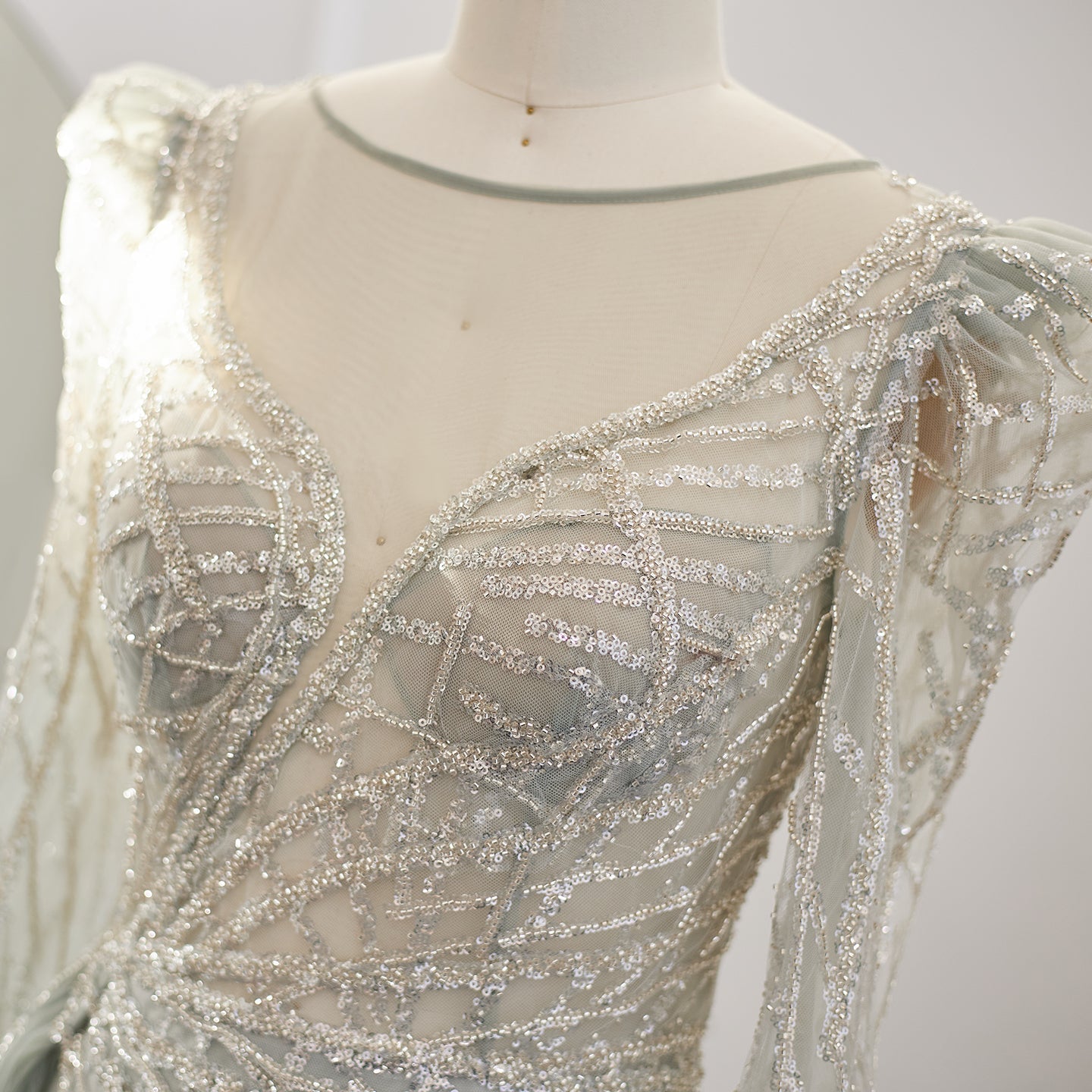 Luxury Gold Mermaid Evening Dresses with Overskirt SS048