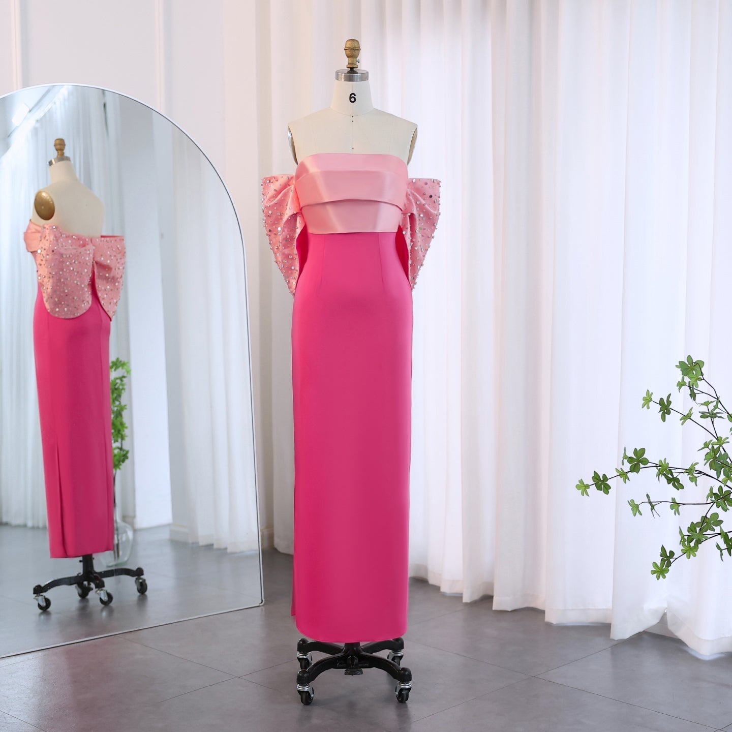 Elegant Off Shoulder Coral Pink Evening Dress SF022  Coral pink / US 16