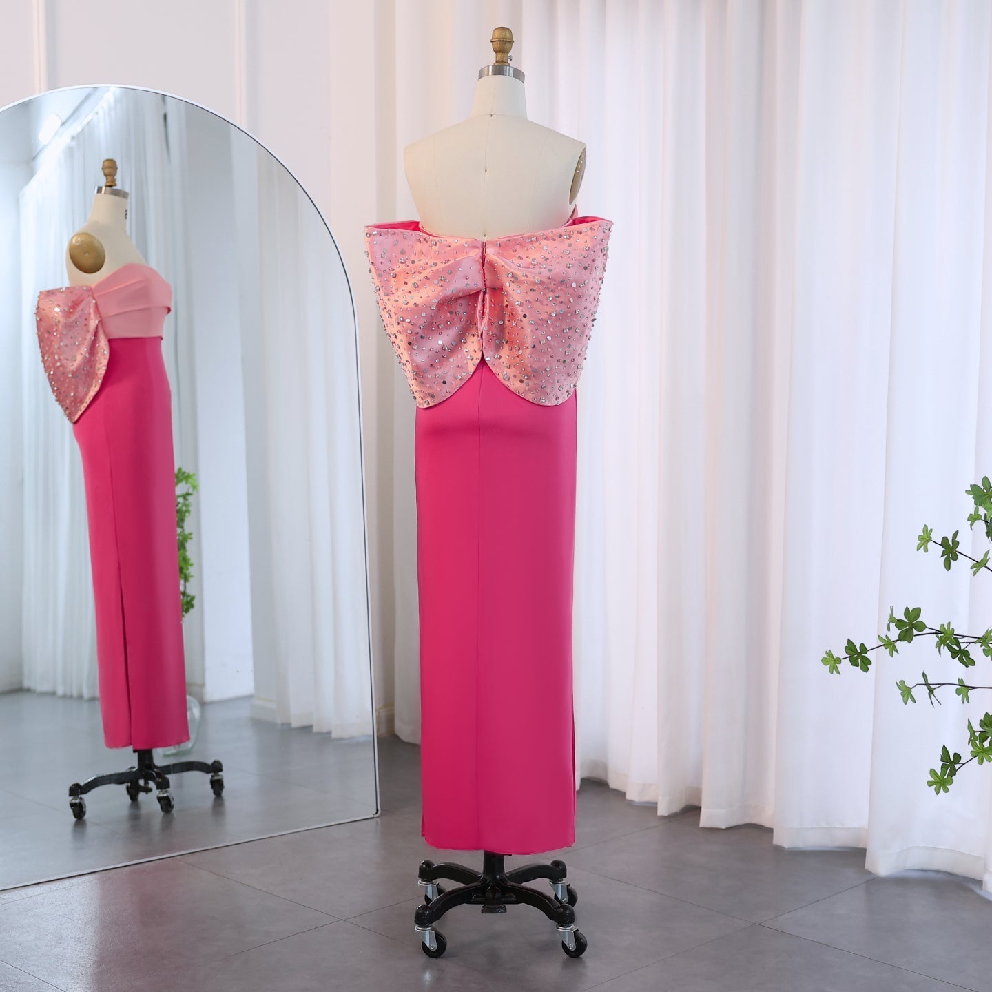 Elegant Off Shoulder Coral Pink Evening Dress SF022