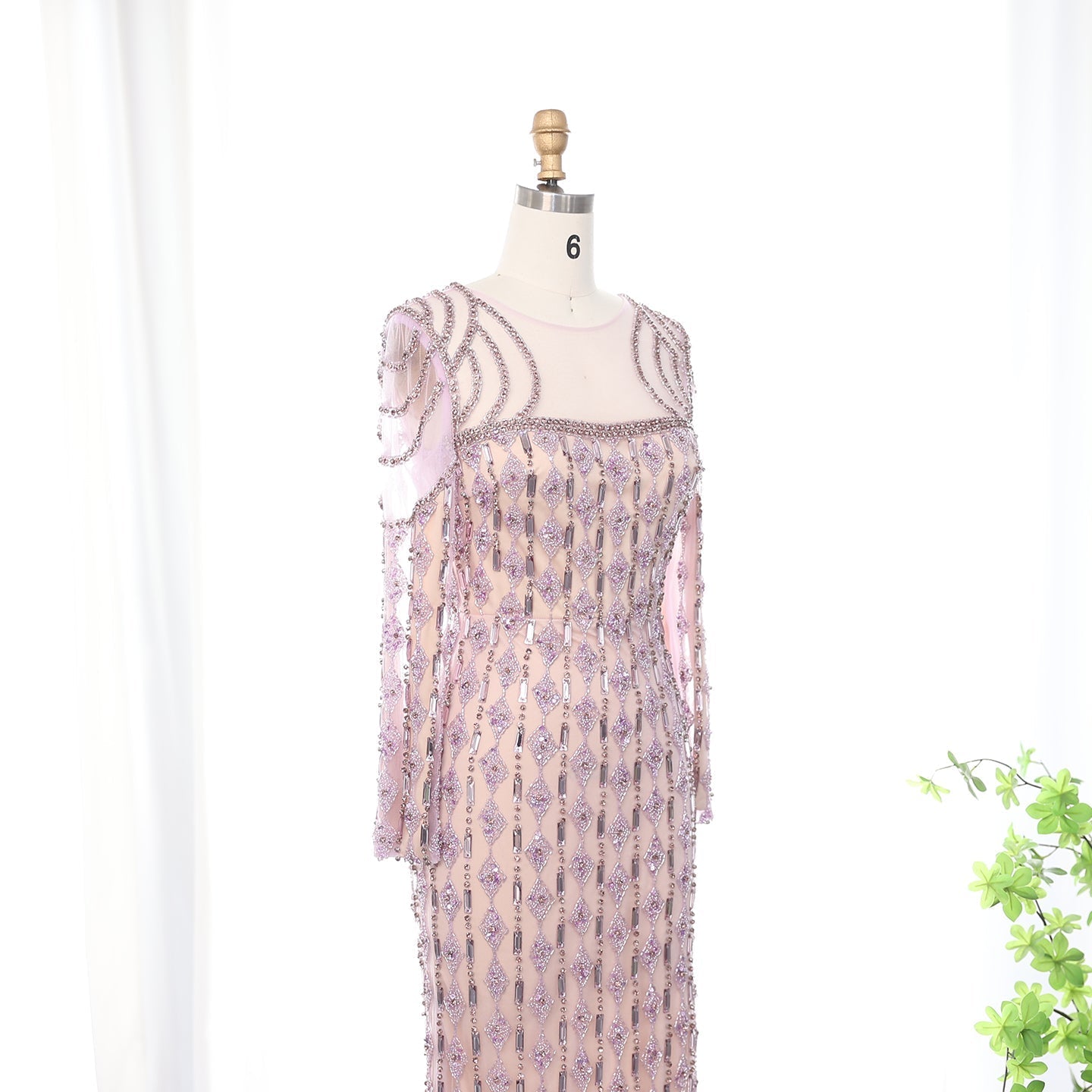 Luxury Sage Green Long Sleeves Mermaid Evening Dress SS398