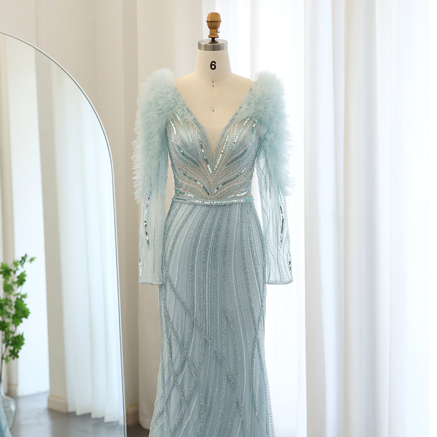 Luxury Long Sleeves Lilac Evening Dress SS433