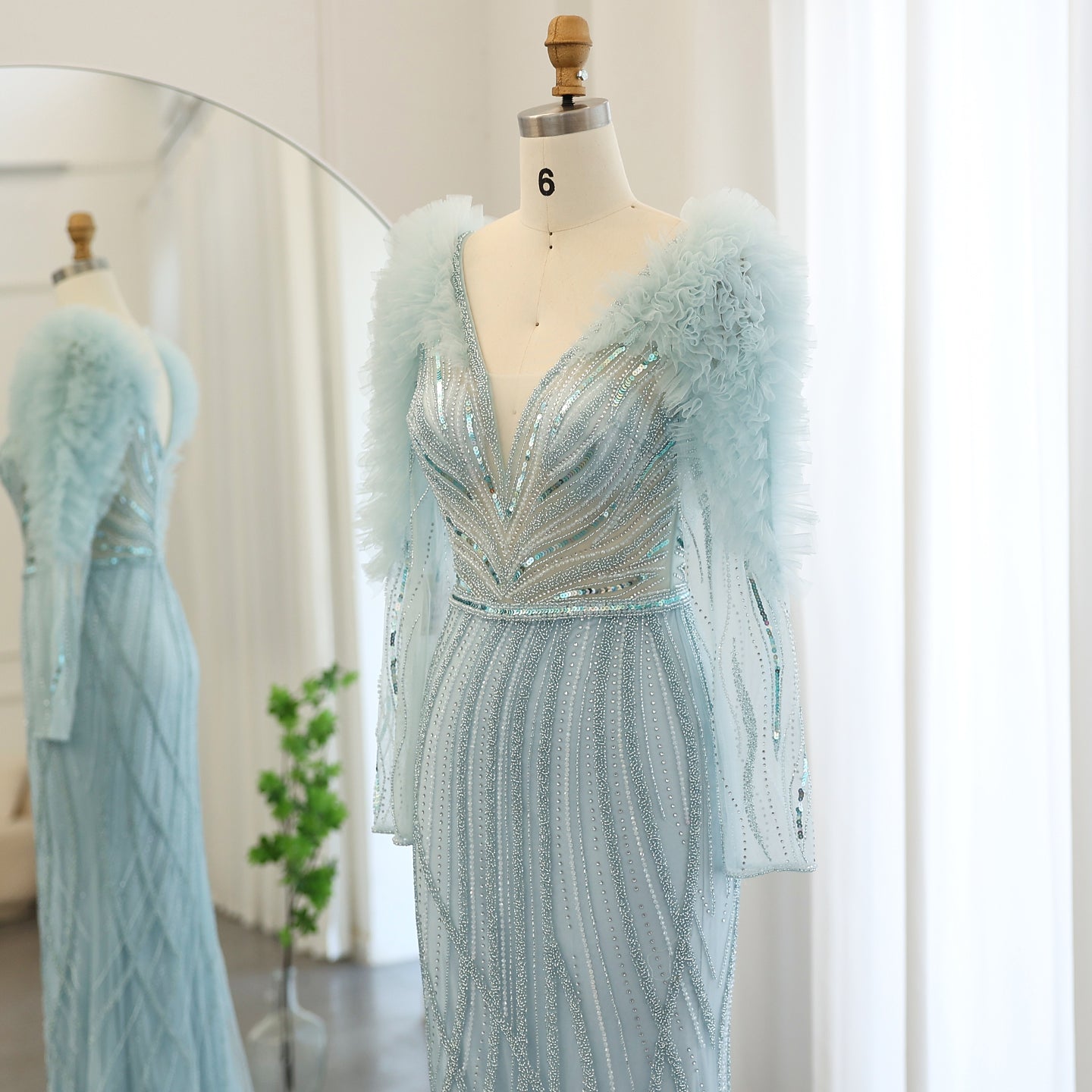 Luxury Long Sleeves Lilac Evening Dress SS433