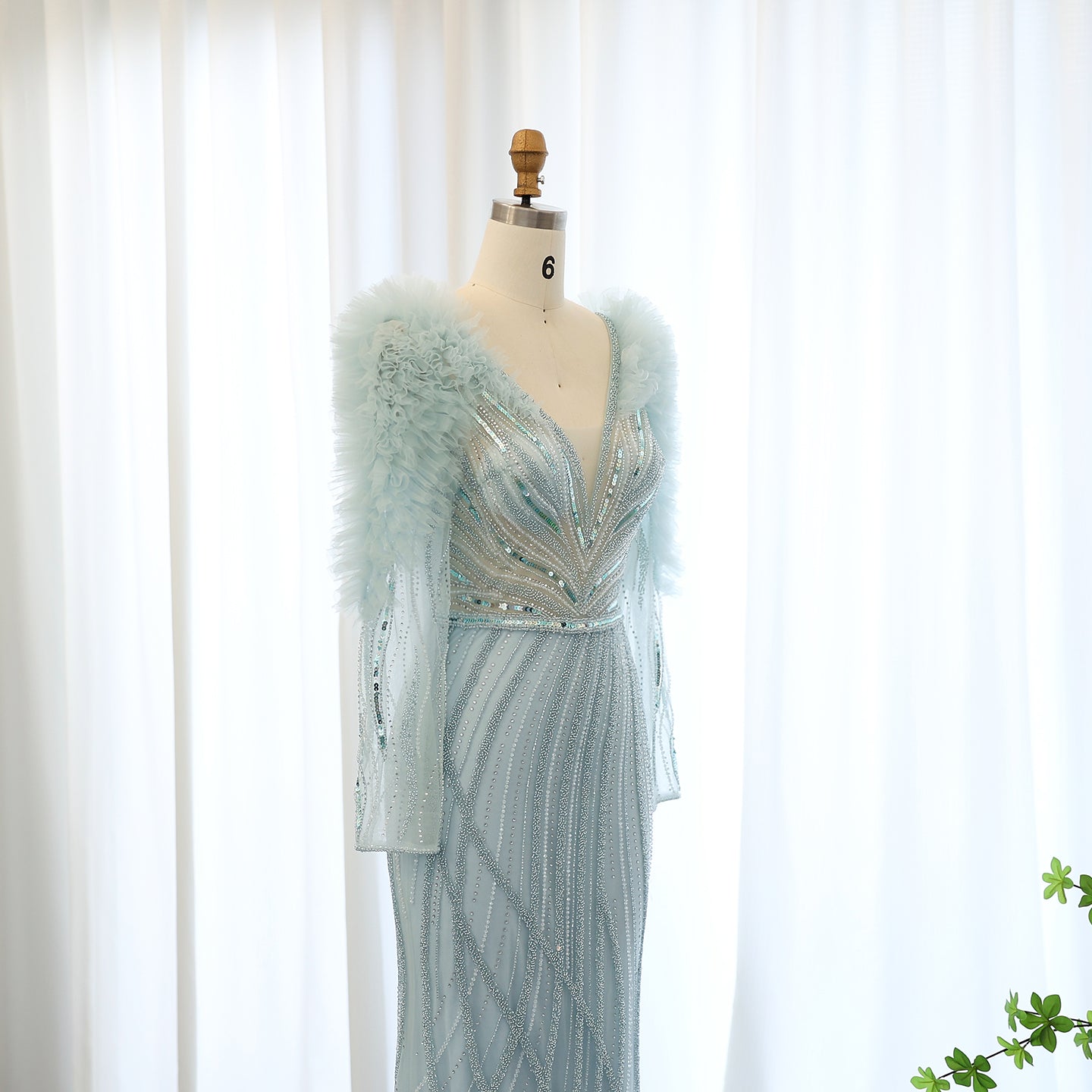 Luxury Long Sleeves Lilac Evening Dress SS433