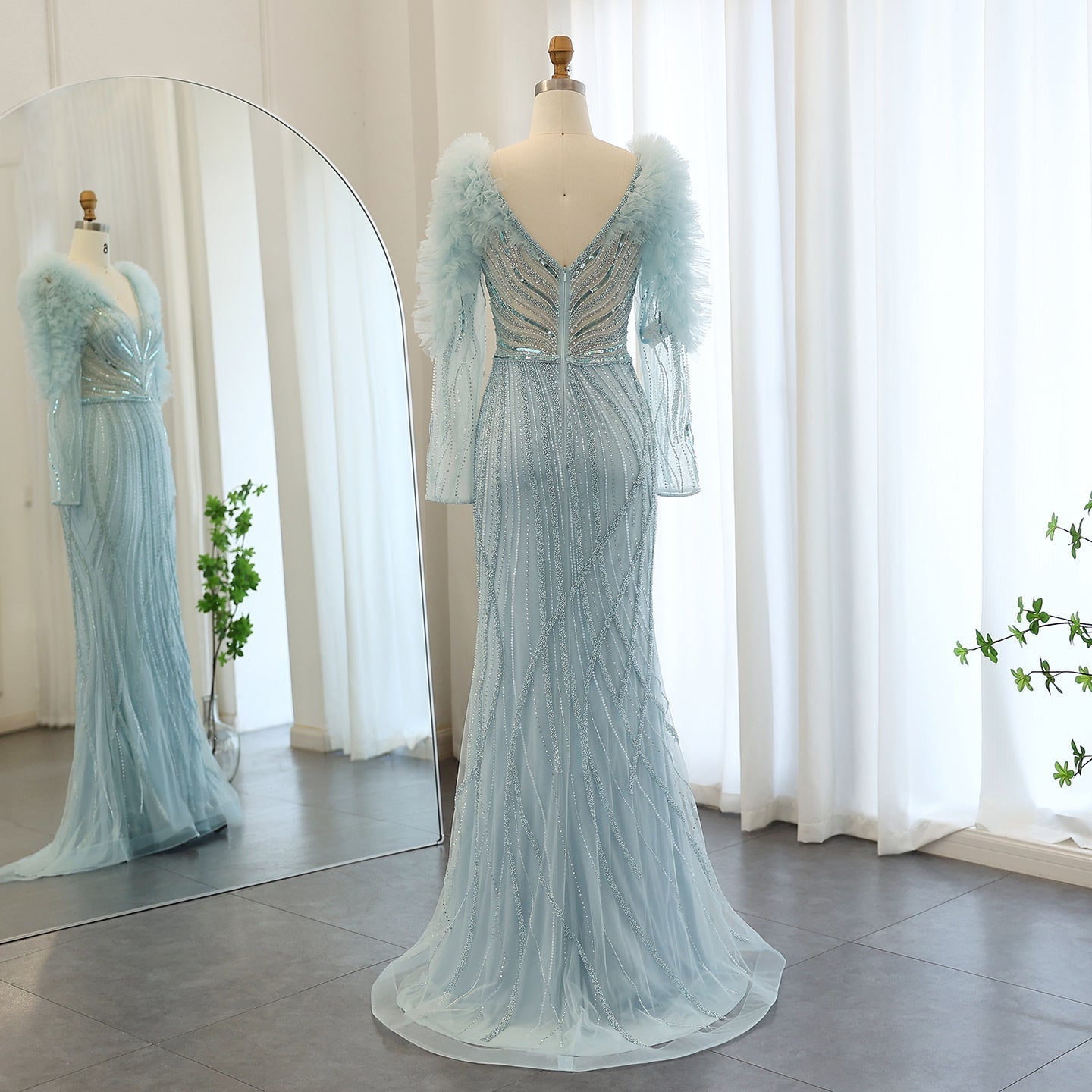 Luxury Long Sleeves Lilac Evening Dress SS433