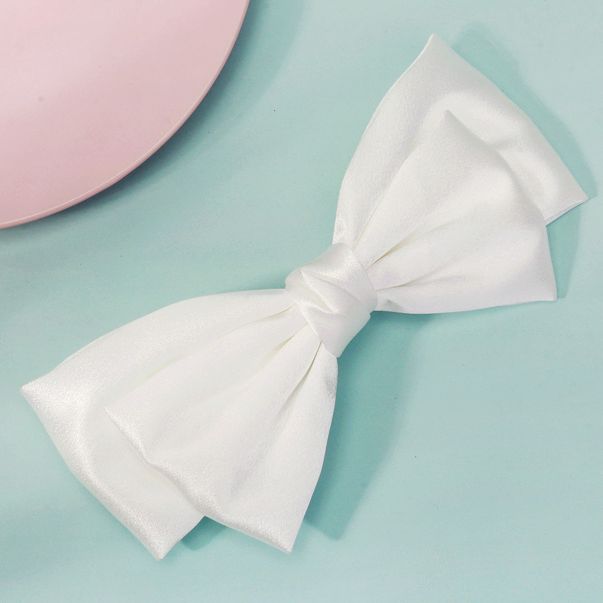 Large White Bow Bridal Hair Clip Accessory