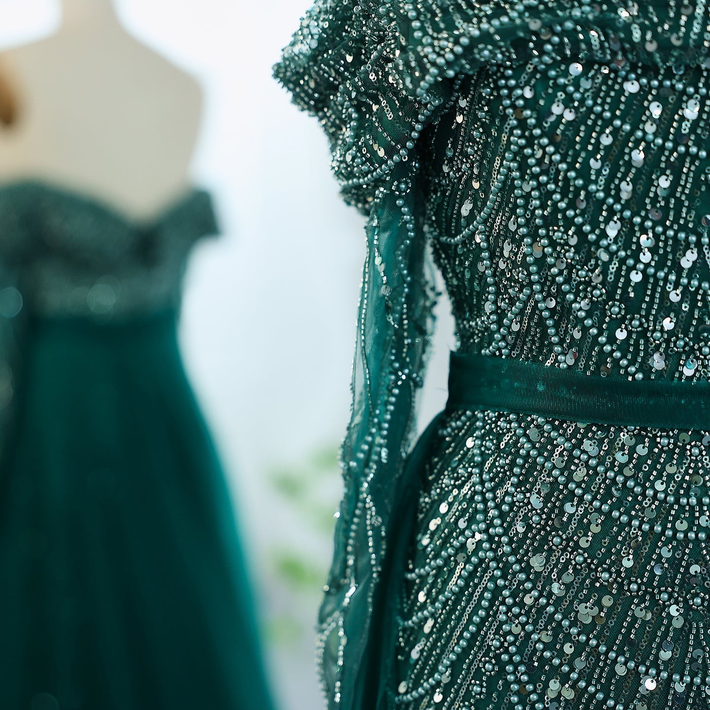 Luxury Off Shoulder Blue Evening Dress with Overskirt SS687