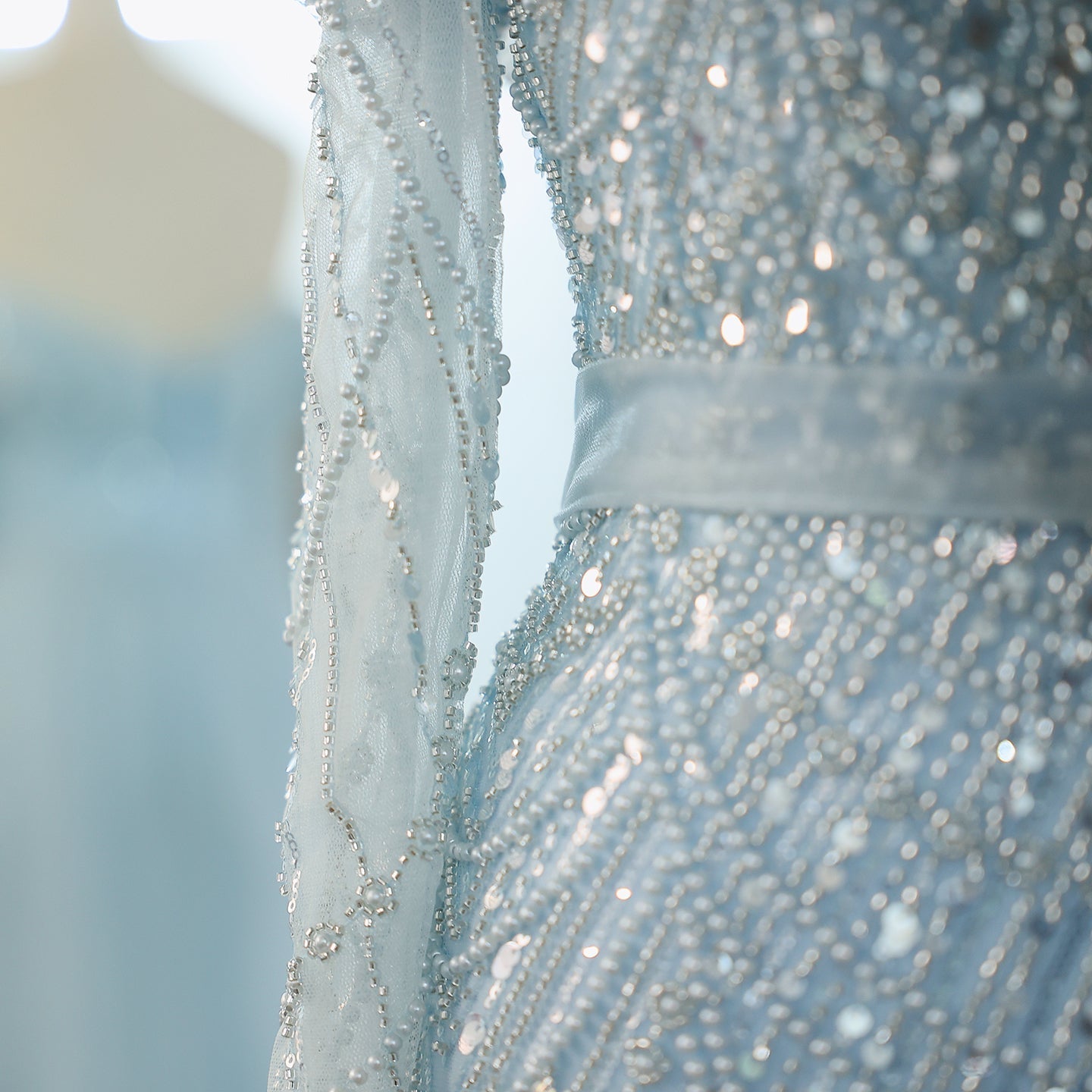 Luxury Off Shoulder Blue Evening Dress with Overskirt SS687