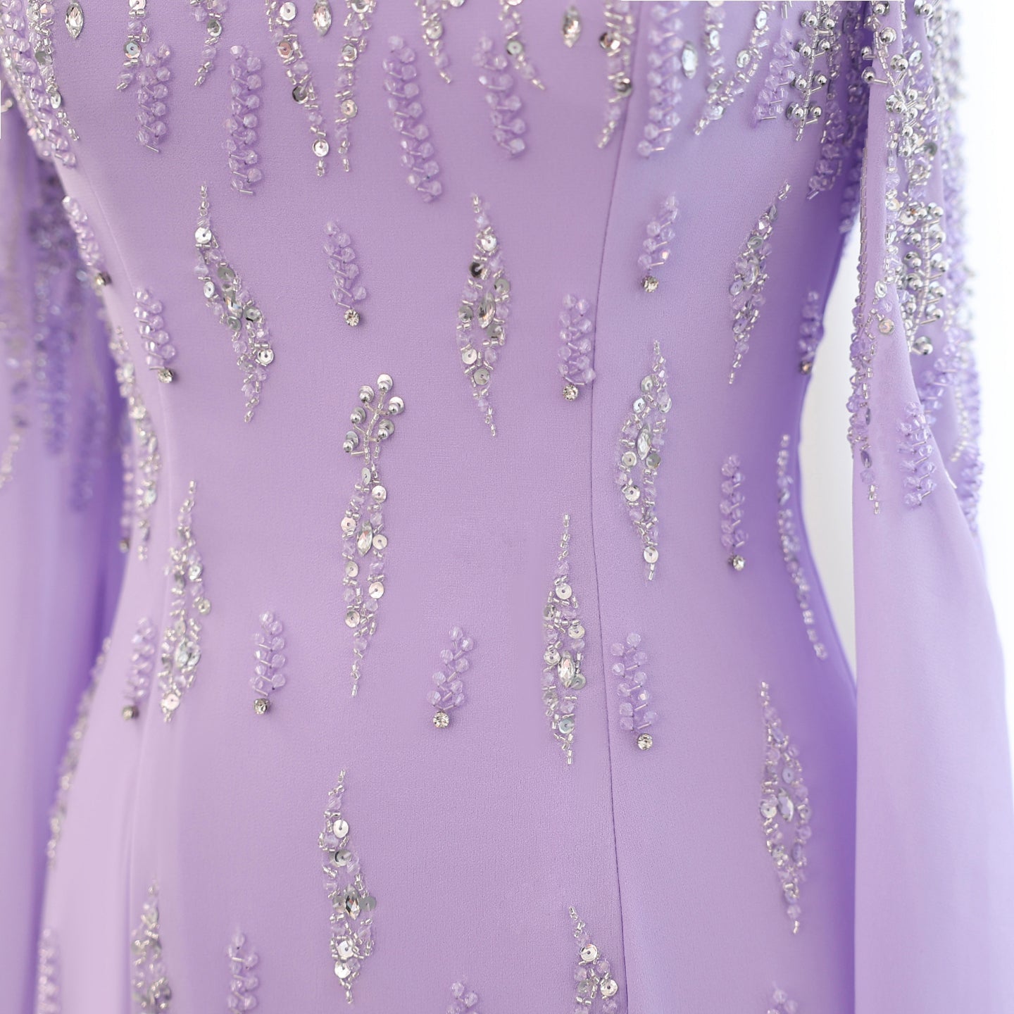 Luxury Lilac Mermaid Slit Evening Dress with Cape Sleeves SS448