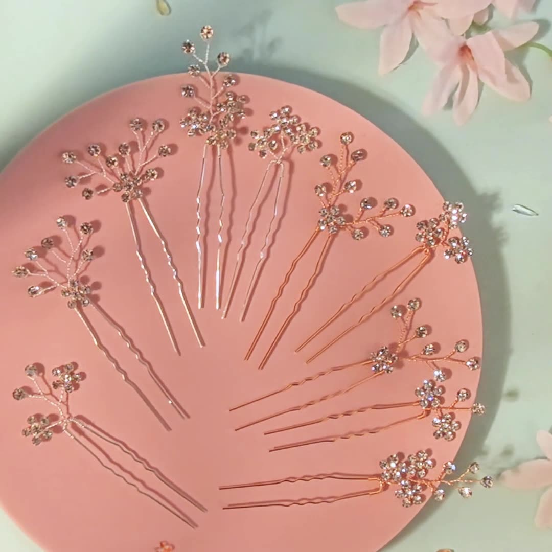 Bridal Rhinestone Plum Blossom Hairpin Set (5 Pieces)