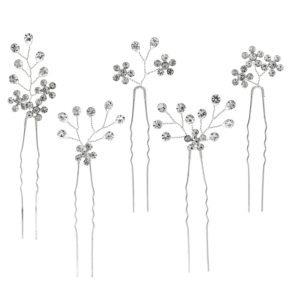 Bridal Rhinestone Plum Blossom Hairpin Set (5 Pieces)