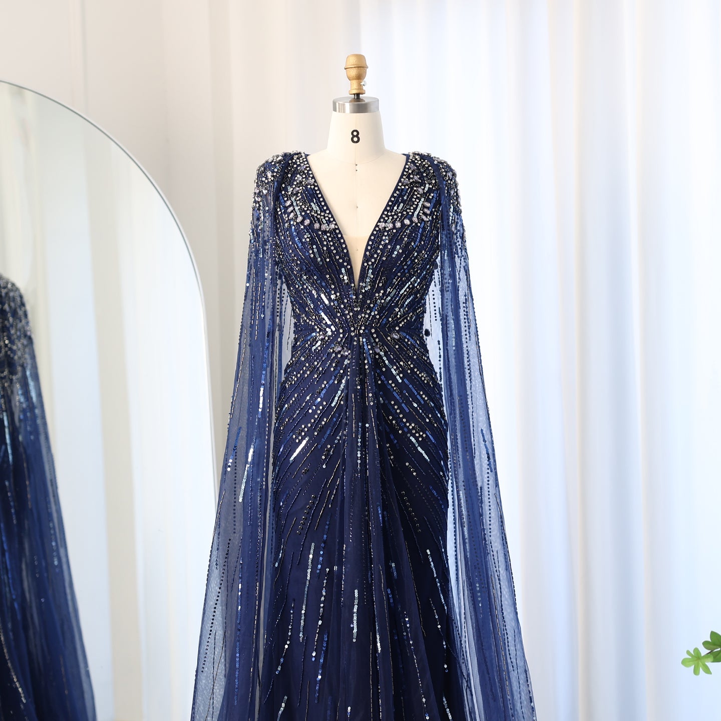 Luxury Dubai Green Evening Dresses with Cape Fuchsia Crystal Gold SS399