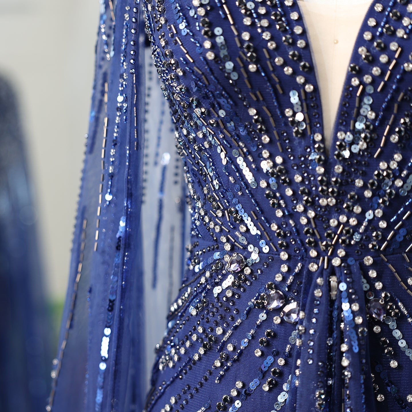 Luxury Dubai Green Evening Dresses with Cape Fuchsia Crystal Gold SS399