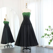 Luxury Beaded Black Green Strapless Evening Dress SS224  Black Green / US 16