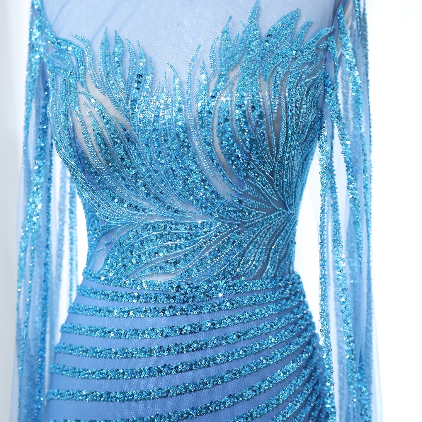 Luxury Caramel Evening Dress with Cape Sleeves SS179