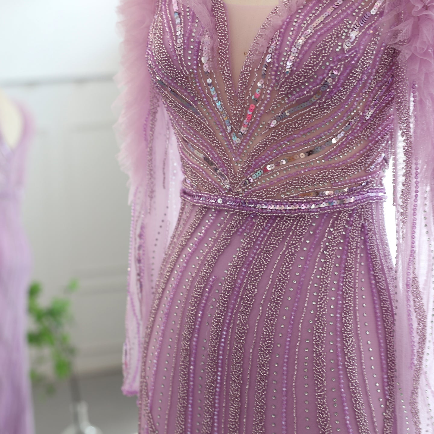 Luxury Long Sleeves Lilac Evening Dress SS433