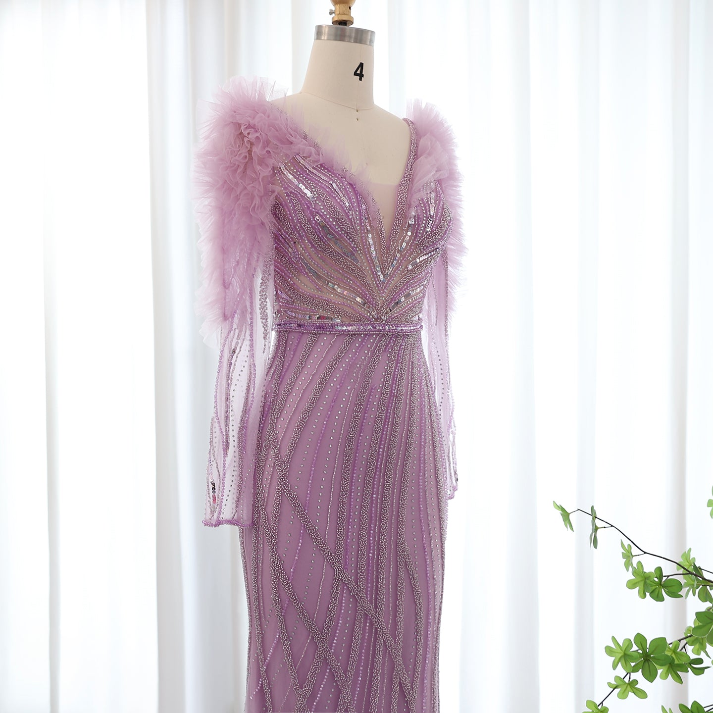 Luxury Long Sleeves Lilac Evening Dress SS433