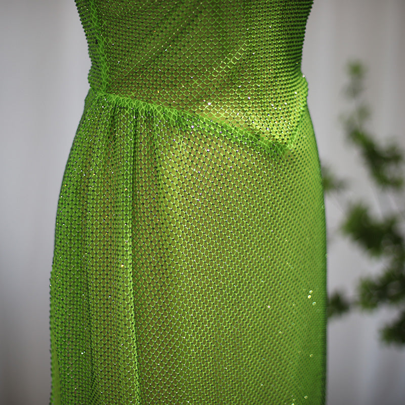 Green Strapless High Slit Cocktail Party Dress RM045