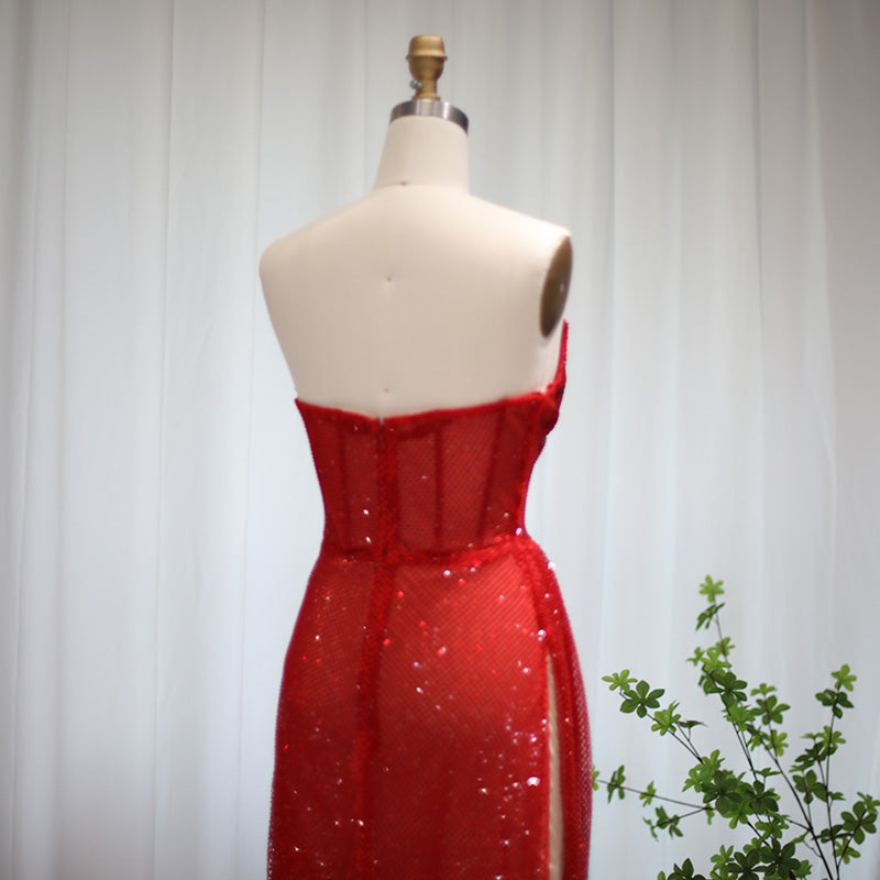 Green Strapless High Slit Cocktail Party Dress RM045