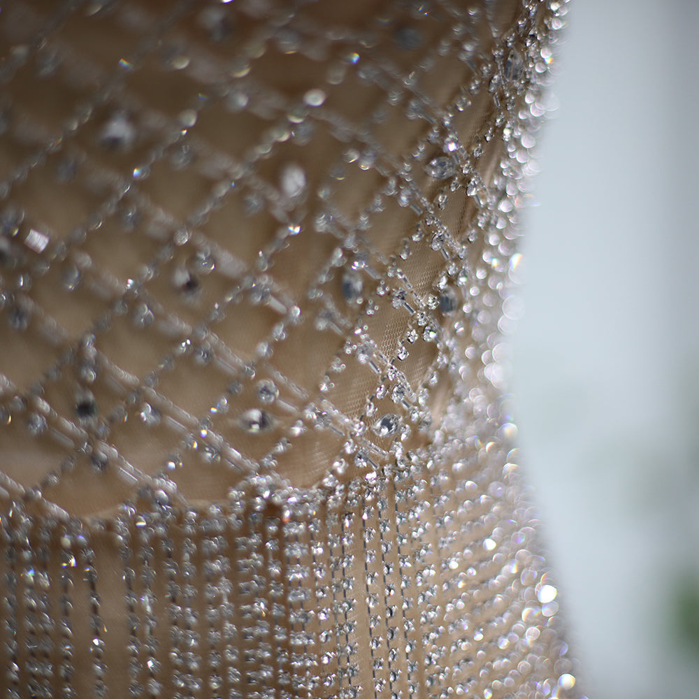 Luxury Beaded Crystal Tassel Short Mini Party Dress RM040