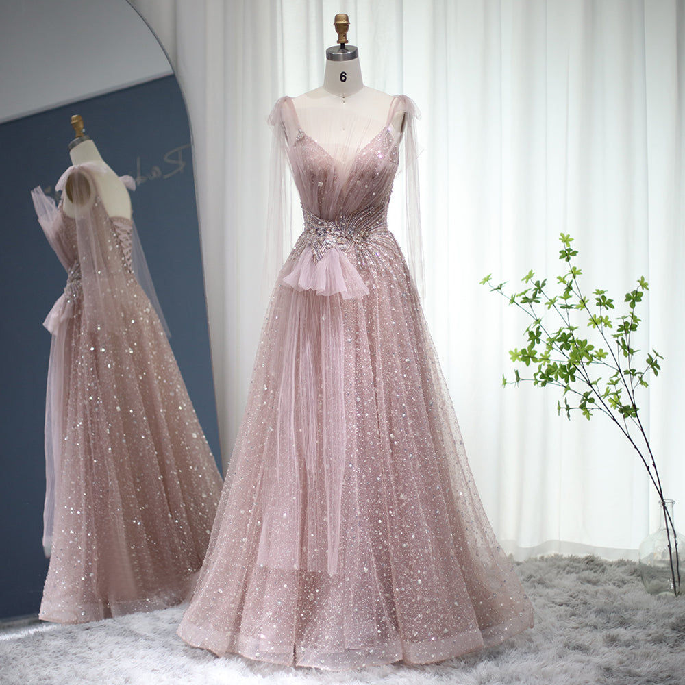 For Sale Luxury Blush Pink Spaghetti Evening Dress SS292L  Pink / US 16