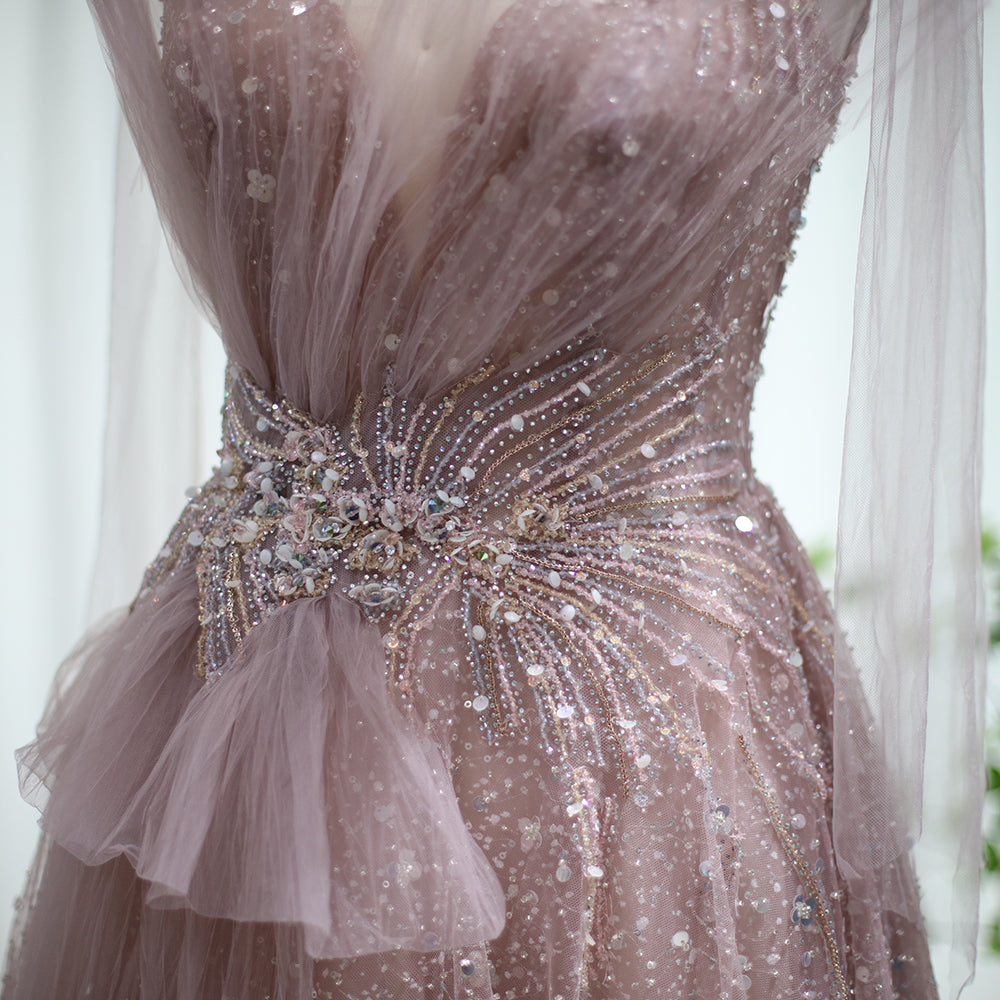 For Sale Luxury Blush Pink Spaghetti Evening Dress SS292L