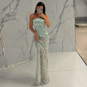 Chic Lilac Two Pieces Evening Dress with Spaghetti Straps SS697