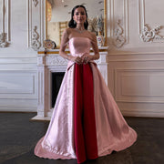 Elegant Strapless Pink and Red Two-Tone Evening Dress SS244
