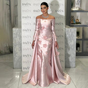 Simple Pink 3D Flower Evening Dress with Overskirt SS266