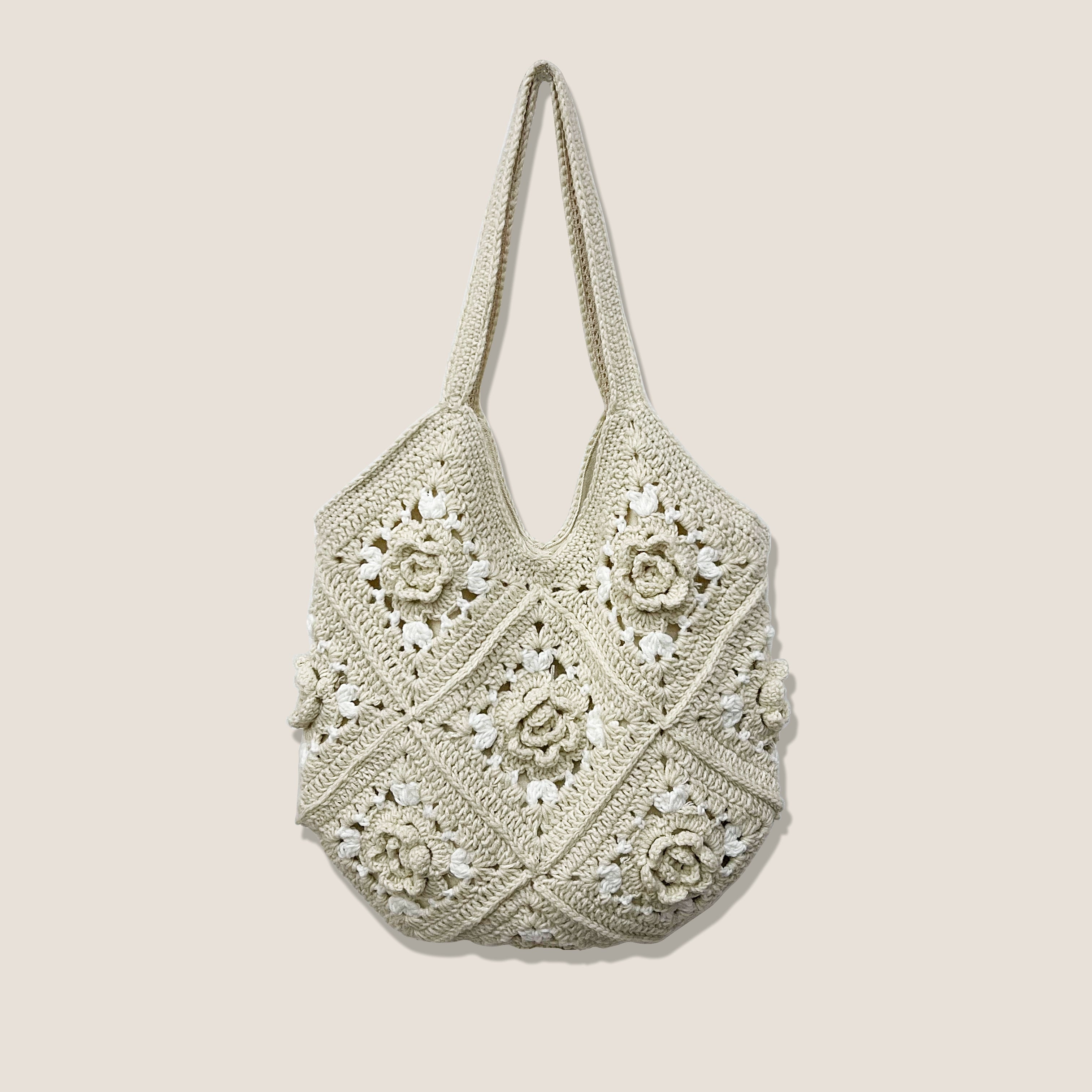 Handwoven Large Women's Shoulder Bag Casual Patchwork Floral Bag