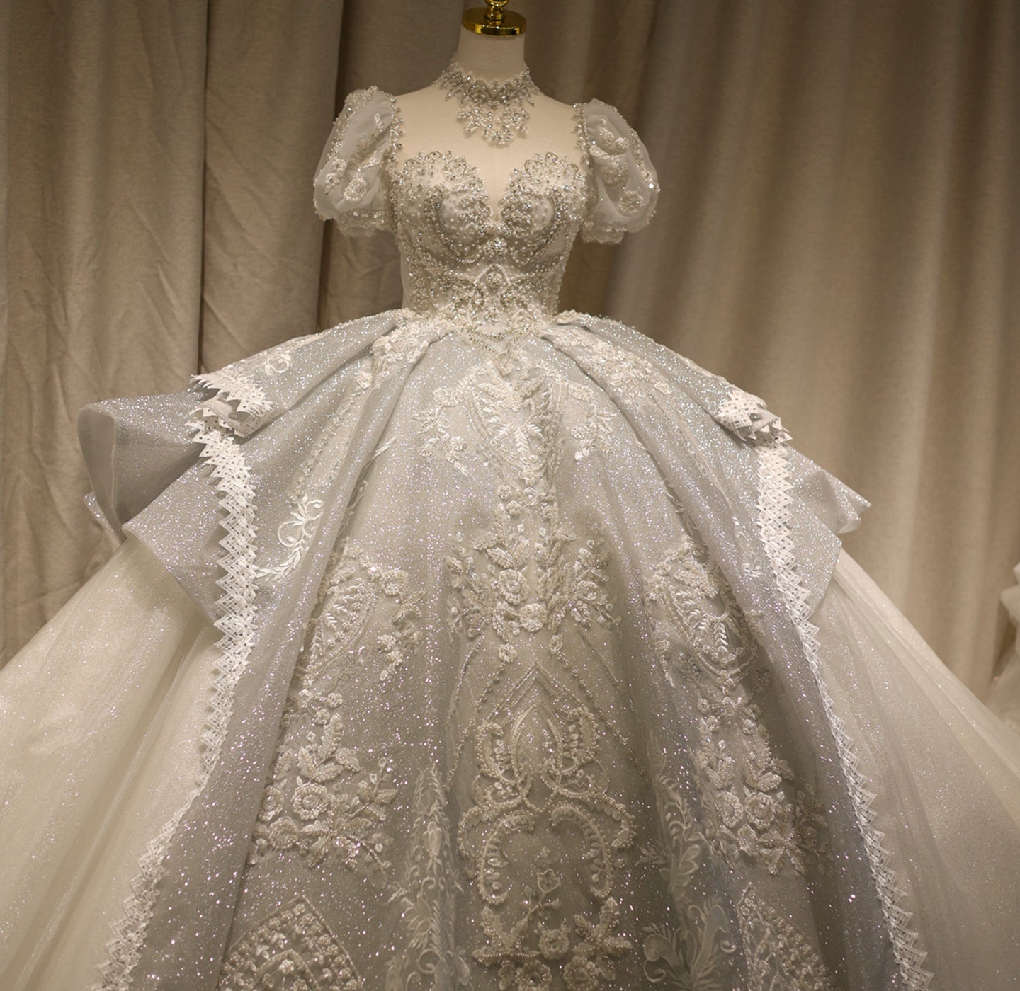 Luxury Cinderella-Inspired Ball Gown Wedding Dress RS003  White / Custom Made