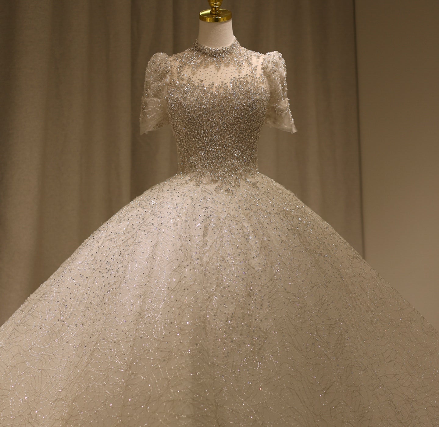 Luxury Crystal High Neck Ball Gown Wedding Dress RS002  White / Custom Made