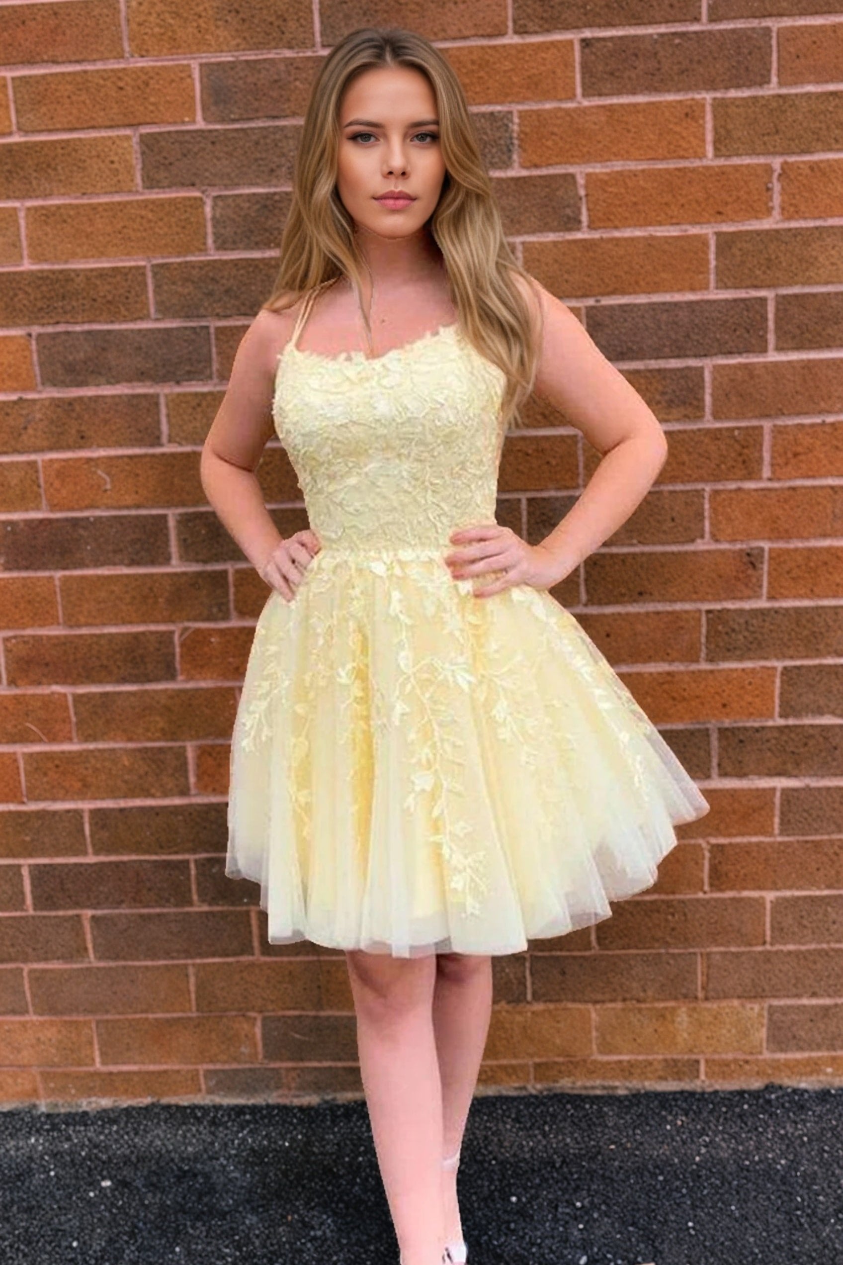 Short/Mini A-line Bateau Lace Tulle Homecoming Dress With Beading-618