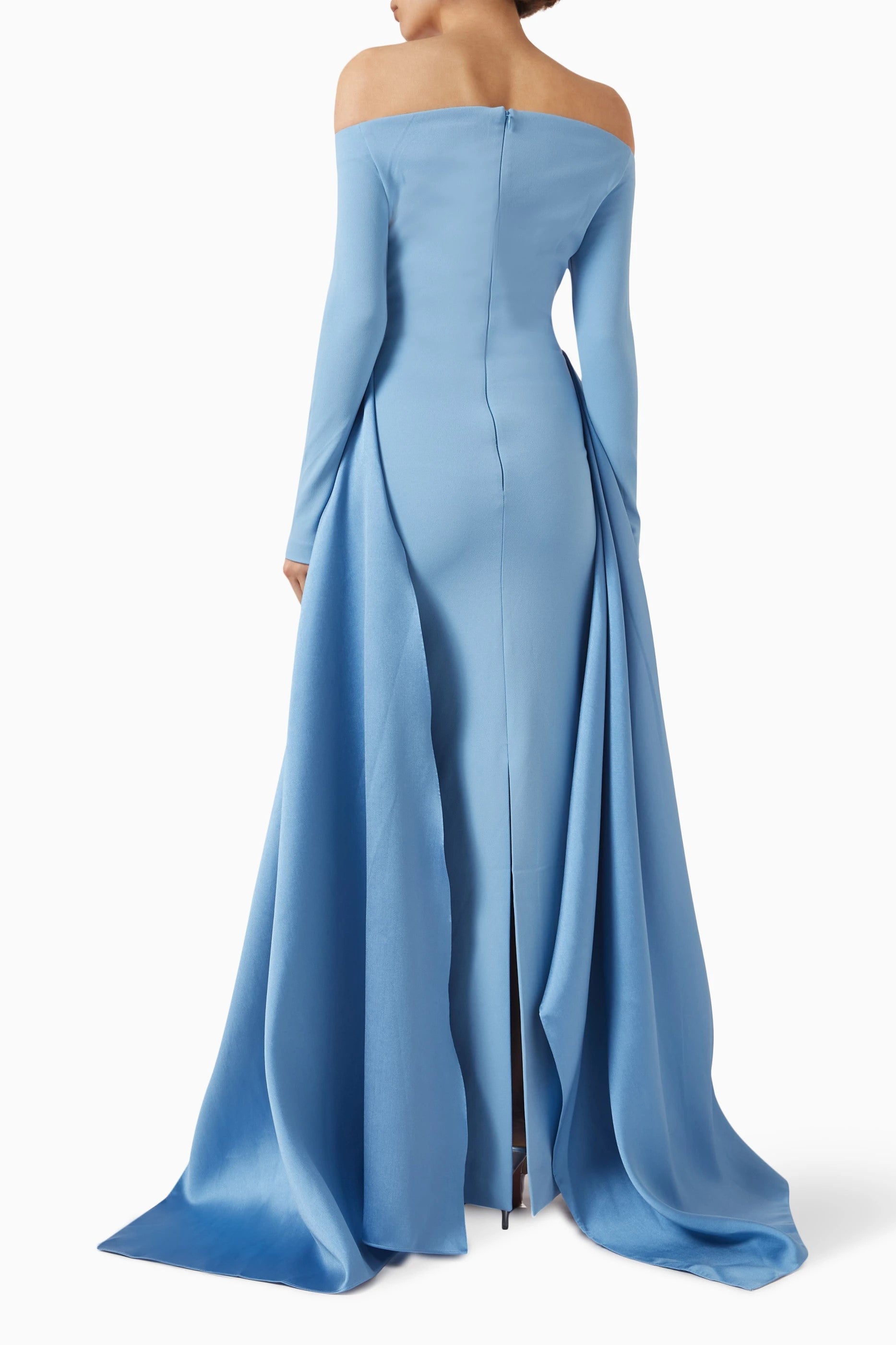 Elegant Off Shoulder Pink Evening Dress with Overskirt SF317