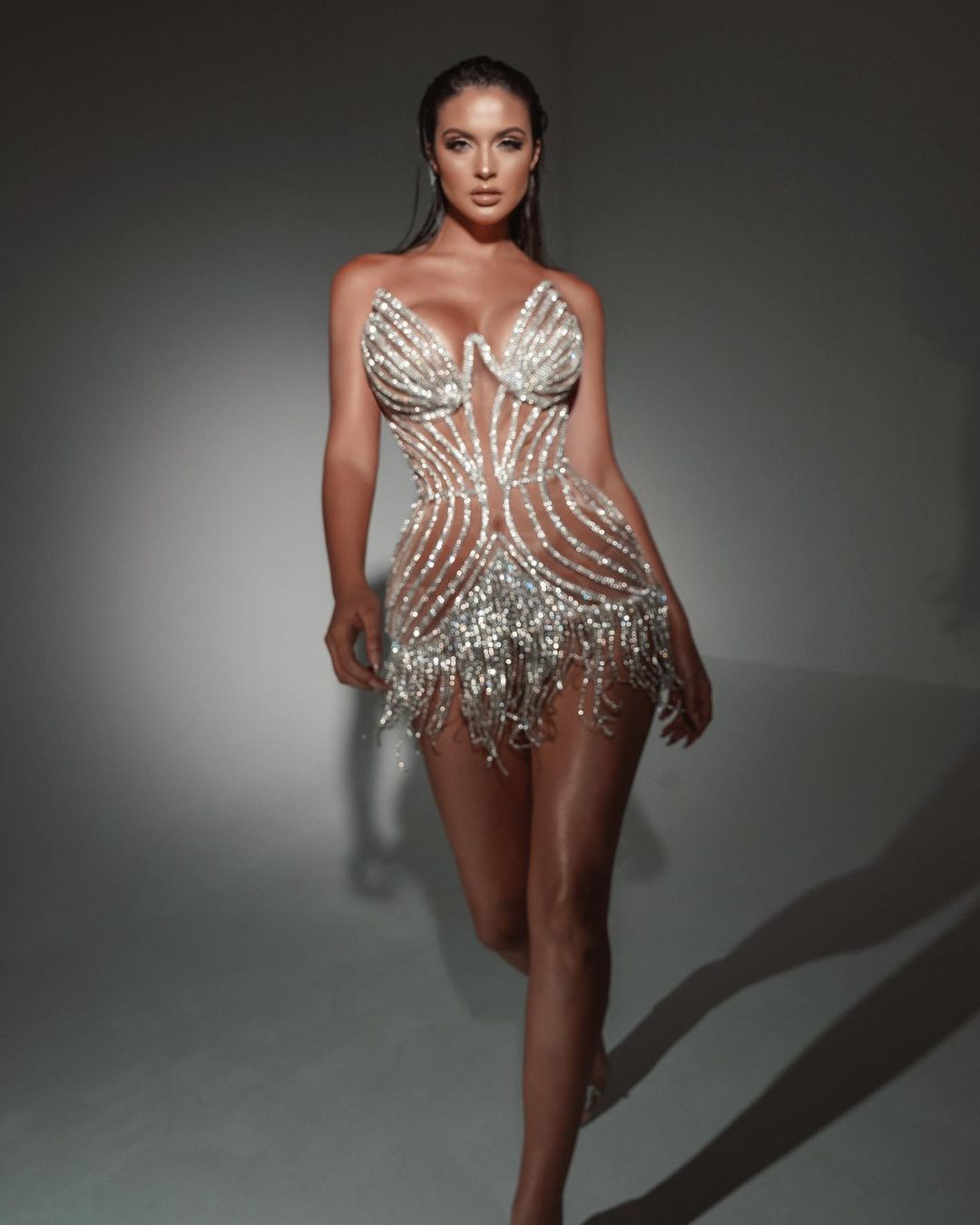 Luxury Beading Tassels Strapless Short Cocktail Dress RM016