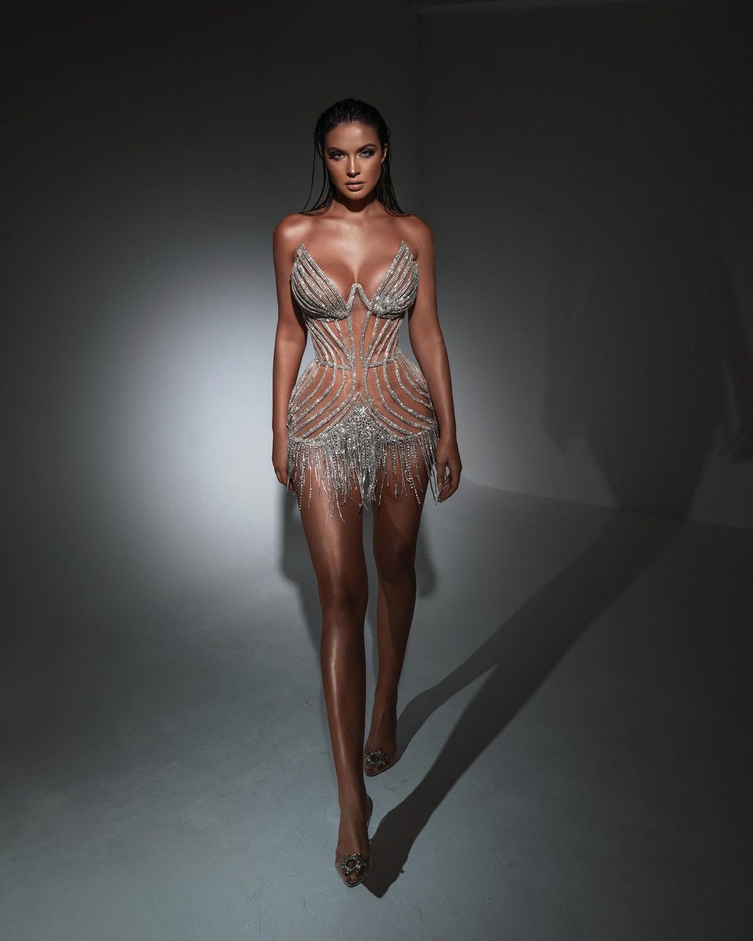 Luxury Beading Tassels Strapless Short Cocktail Dress RM016