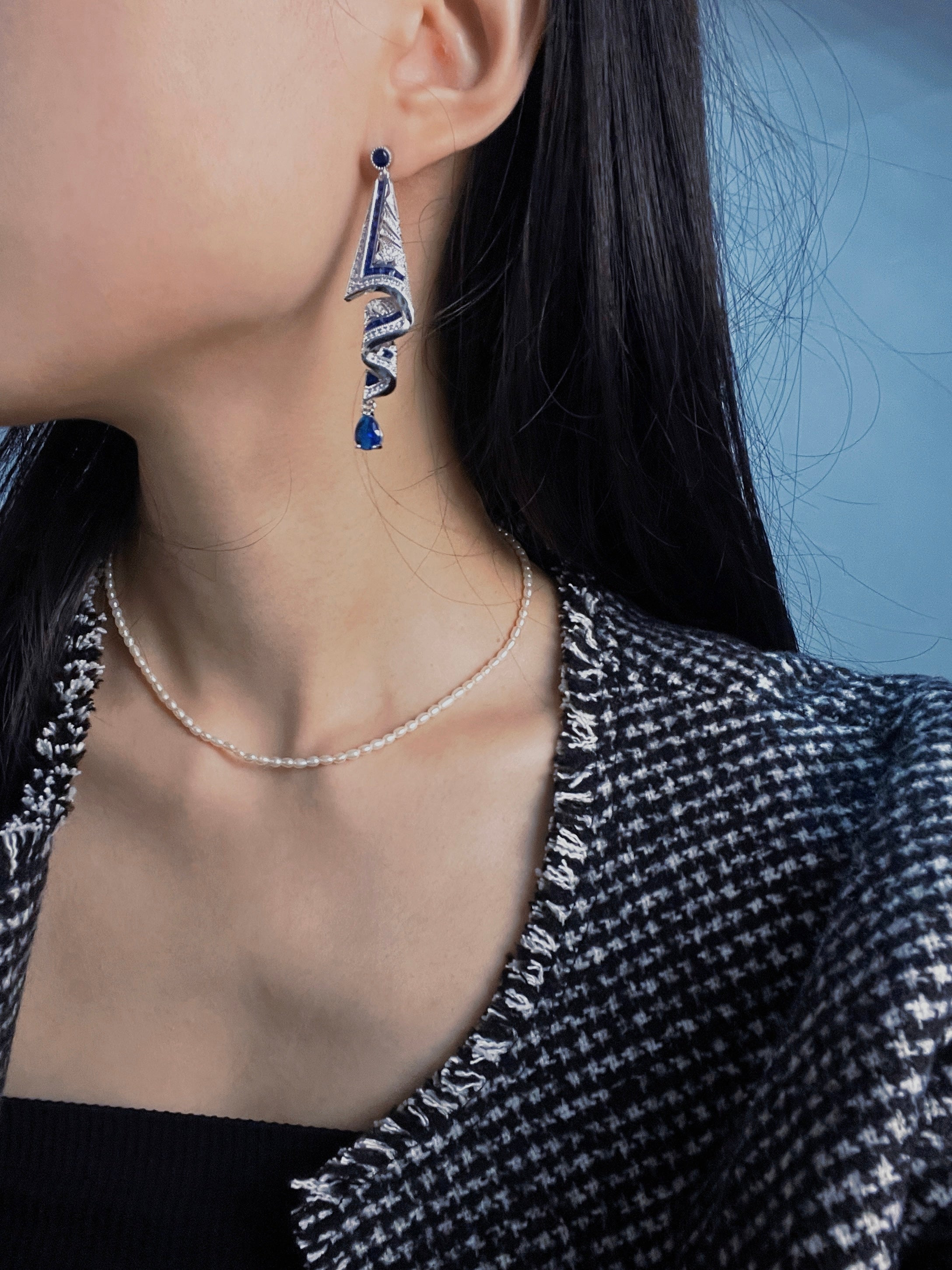 Vintage Satin Earrings - Luxurious Blue Elegance Jewelry Ear Adornments