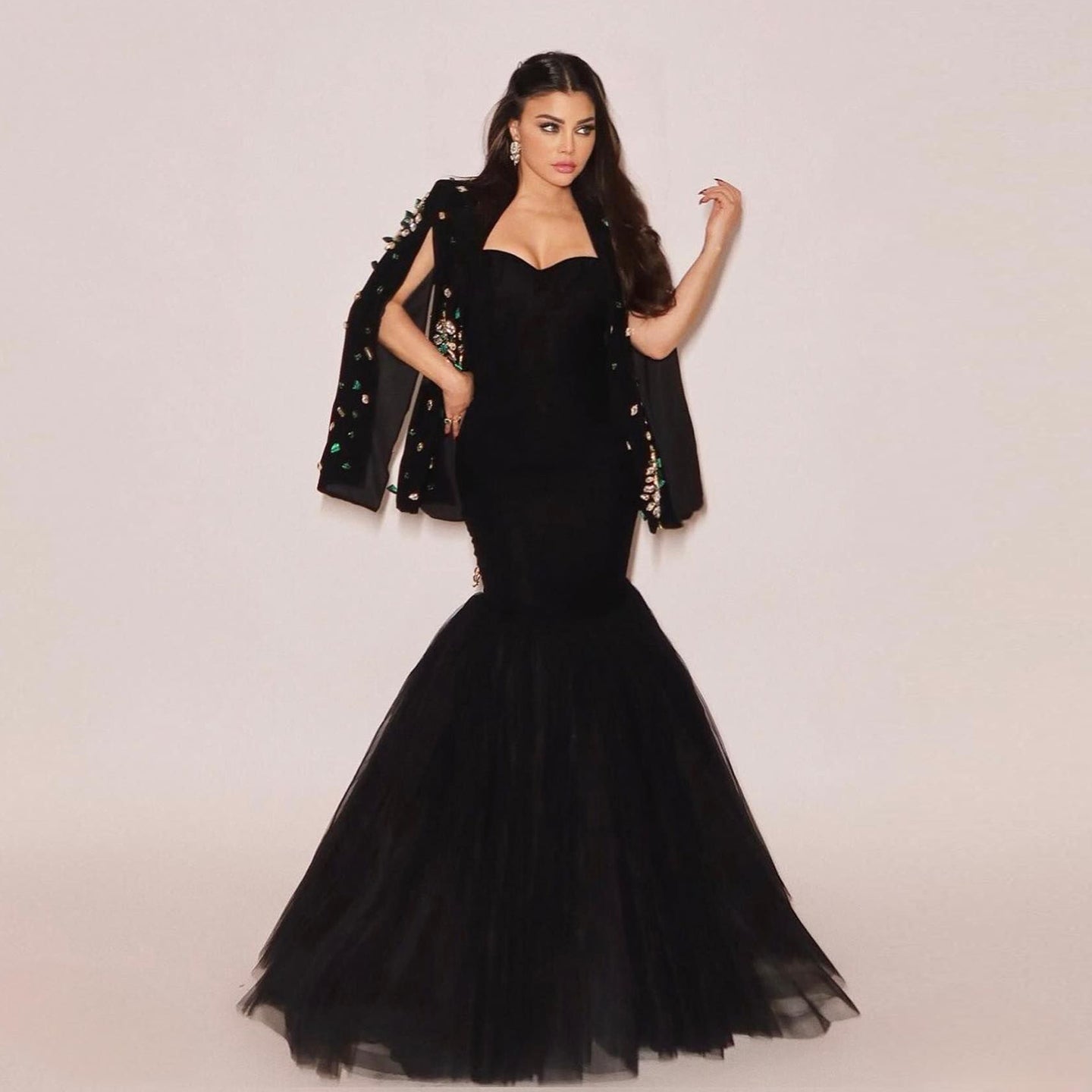 Elegant Black Rhinestone Evening Dress with Jacket  SS561