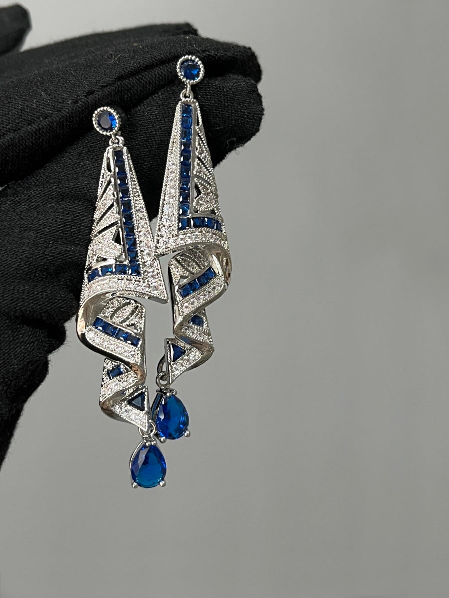 Vintage Satin Earrings - Luxurious Blue Elegance Jewelry Ear Adornments