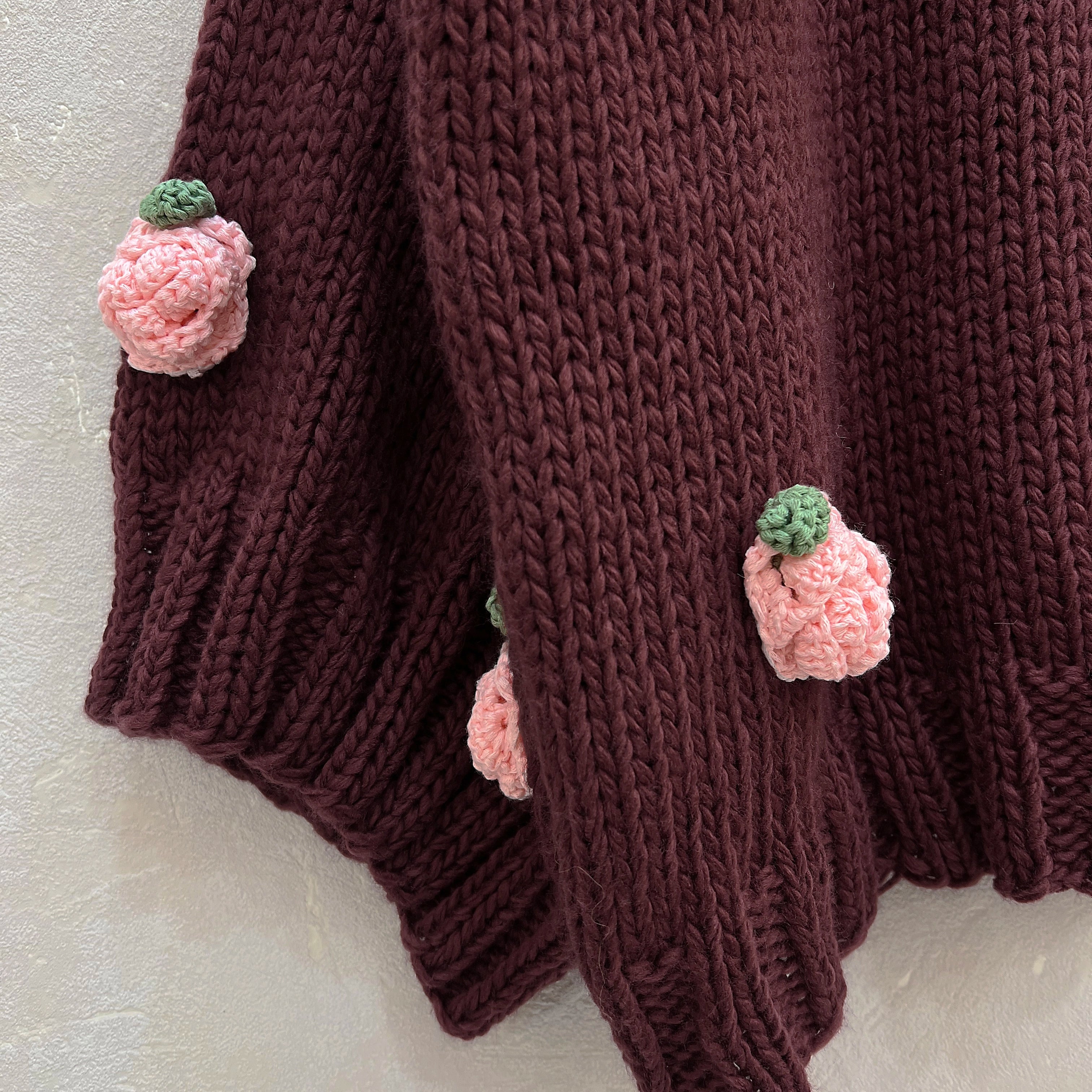 Hand-Knitted 3D Floral Retro Women's Loose Long-Sleeve Sweater