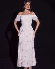 Elegant Pink 3D Flowers Off Shoulder Evening dress SF313  Pink / US 16