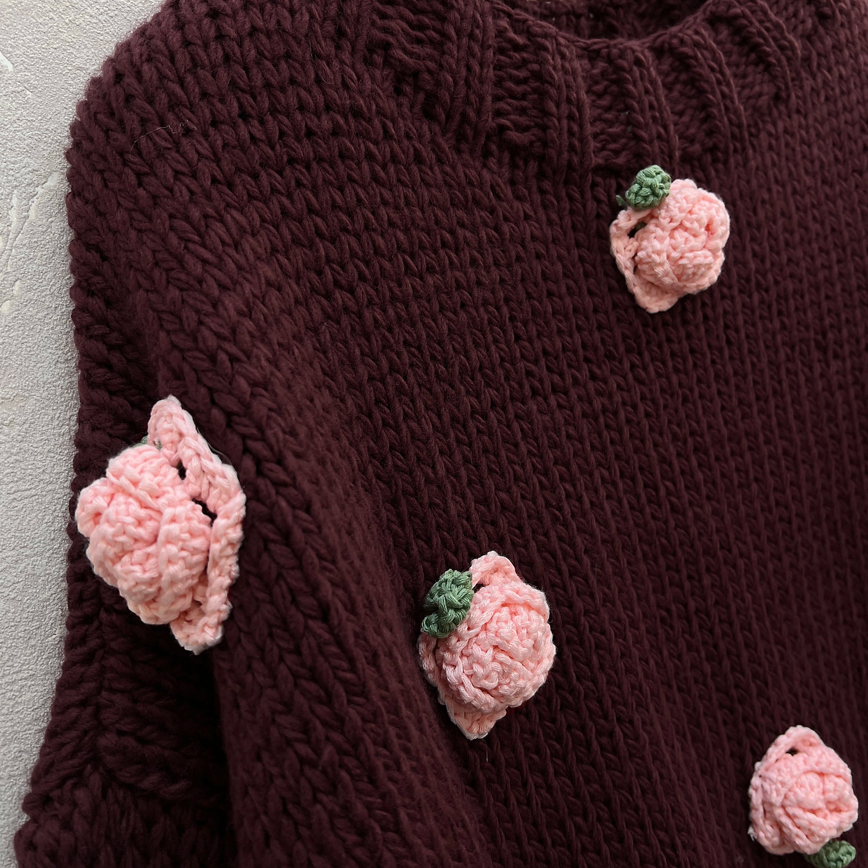 Hand-Knitted 3D Floral Retro Women's Loose Long-Sleeve Sweater