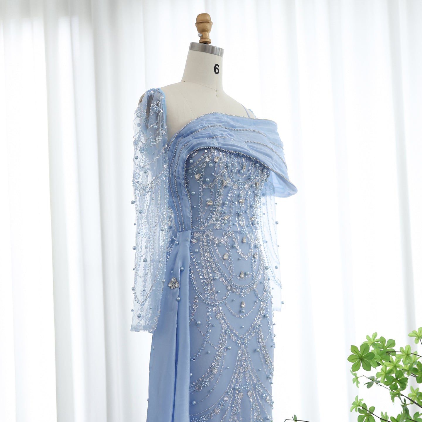 Luxury Nude Crystal Evening Dress with Overskirt SS256