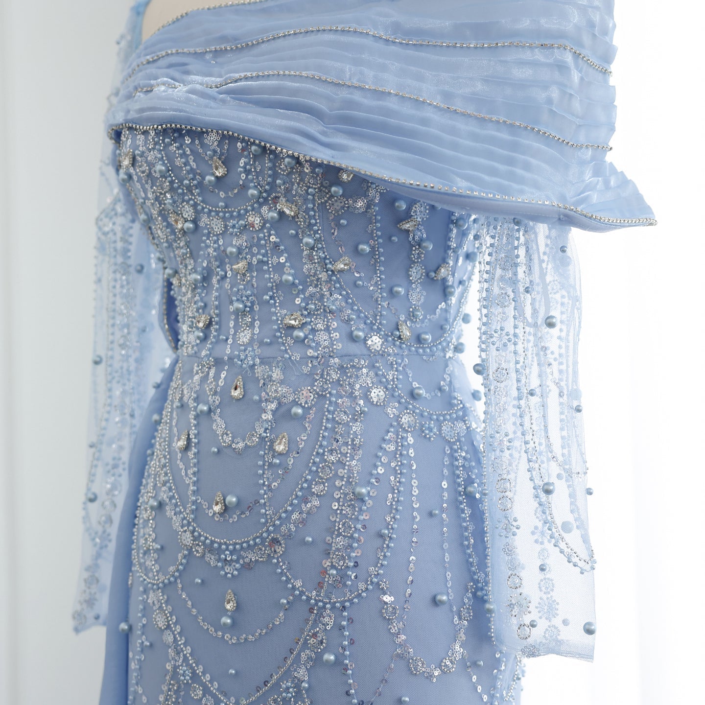 Luxury Nude Crystal Evening Dress with Overskirt SS256