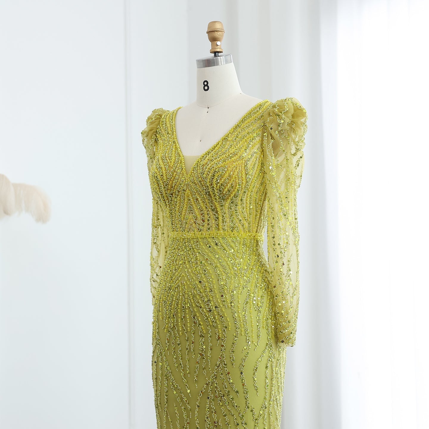 Elegant Long Sleeve Navy Blue Evening Dress SS099